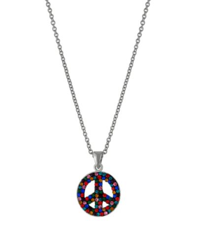 Женская подвеска-кулон Rainbow Color Crystal Peace Sign Necklace