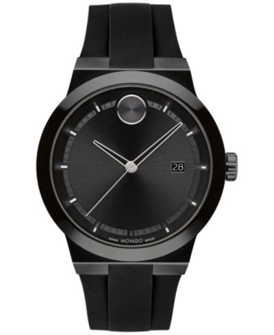 Movado Men's Swiss Fusion Bold Black Silicone Strap Watch 42mm