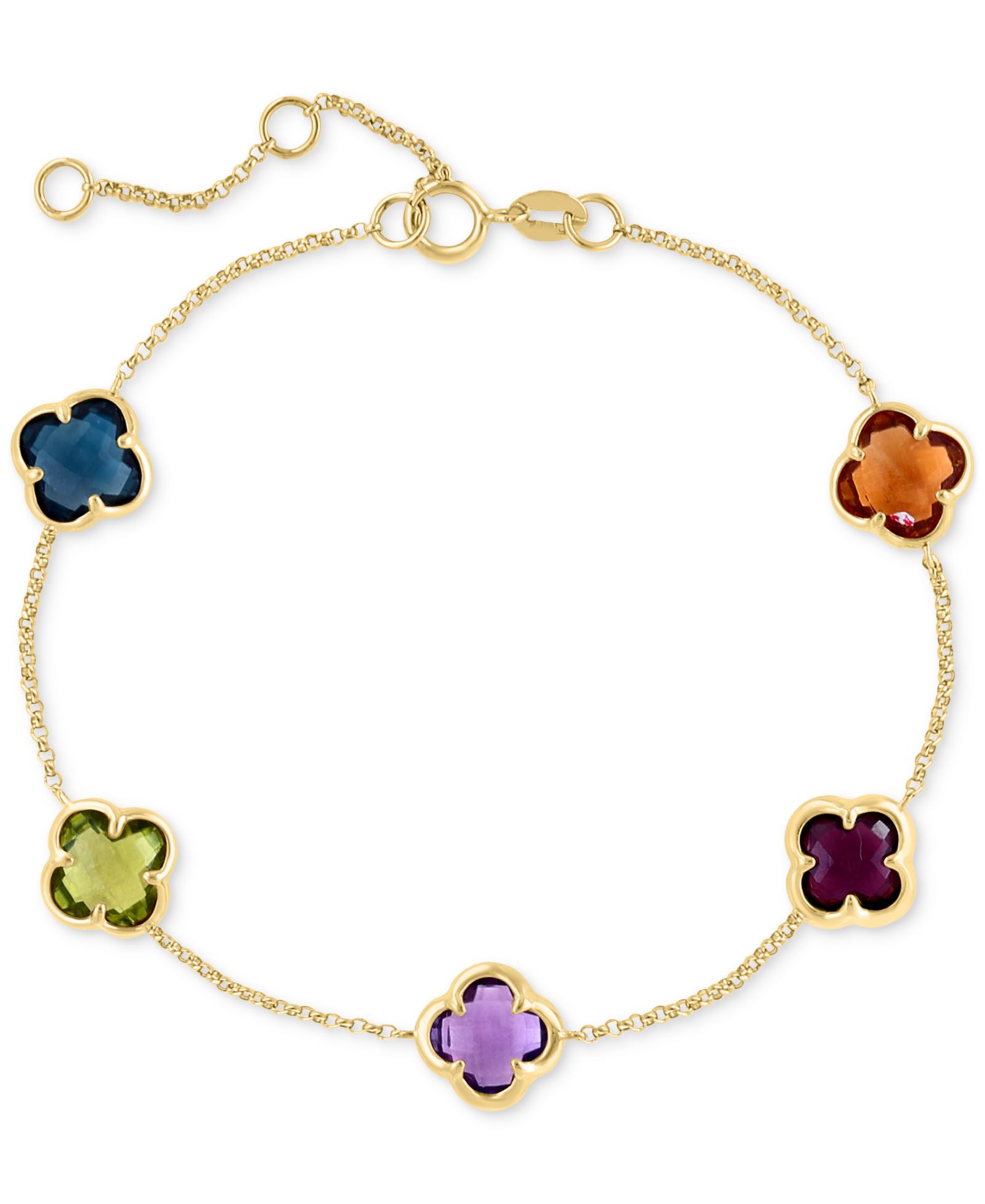 Браслет EFFY Multi-Gemstone Clover Link из 14k Gold