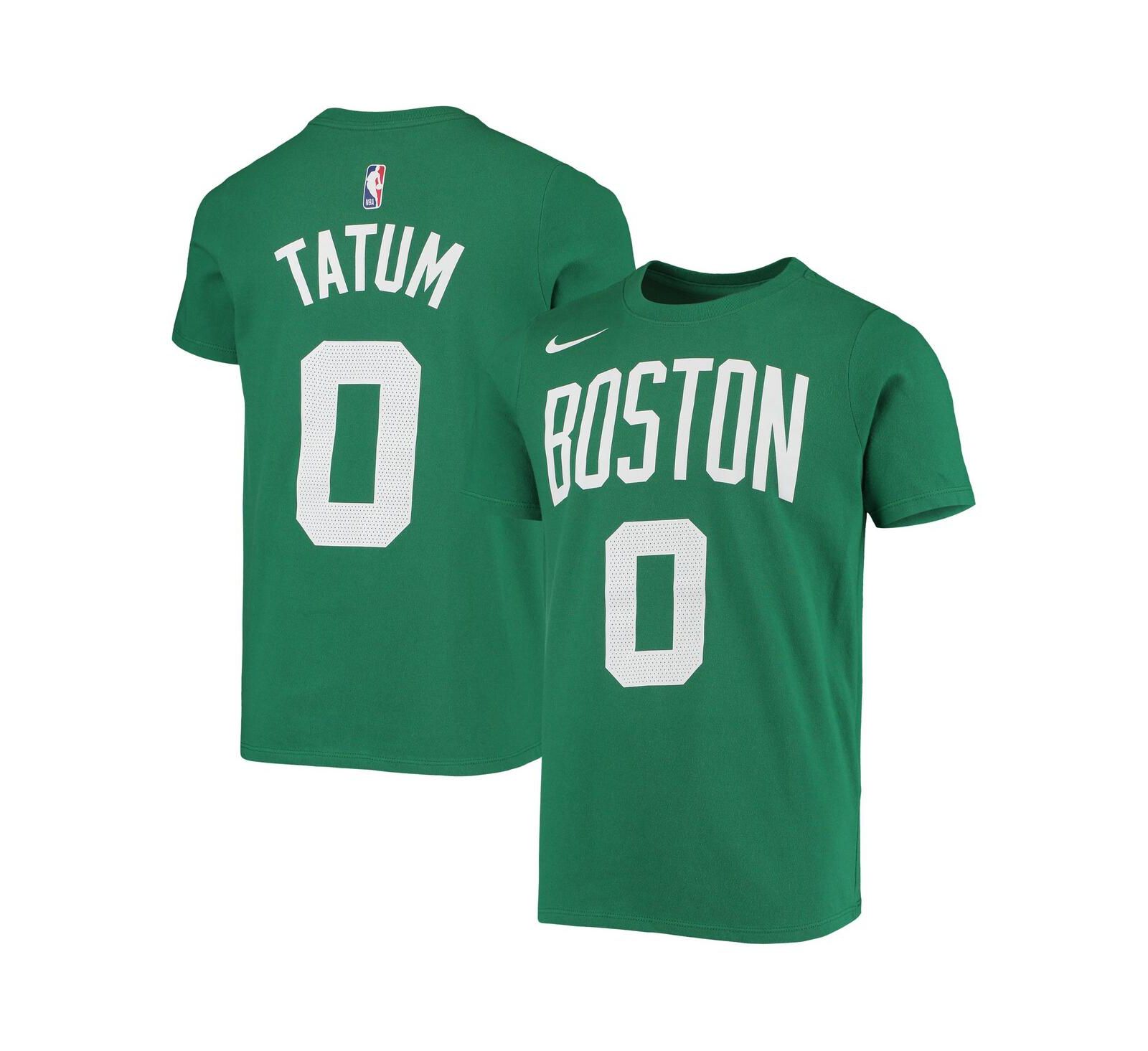 Big Boys Nike Jayson Tatum Kelly Green Boston Celtics Logo Name and Number Performance T-shirt