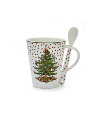 Christmas Tree Polka Dot Mug & Spoon Set