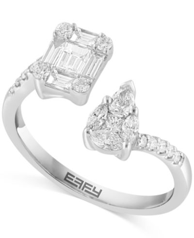 Кольцо EFFY® Diamond Multi-Cut Cluster Cuff (3/4 ct. t.w.) 14k White Gold