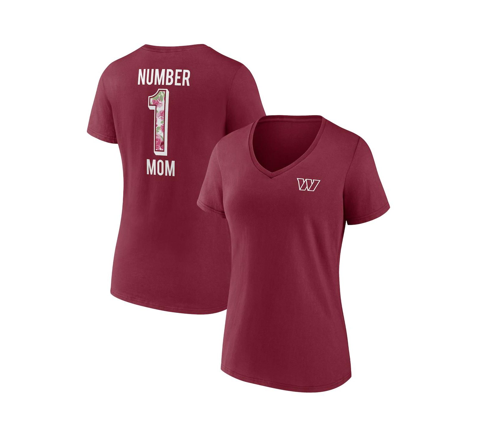 Женская футболка Fanatics Washington Commanders V-Neck с логотипом команды, бордовая