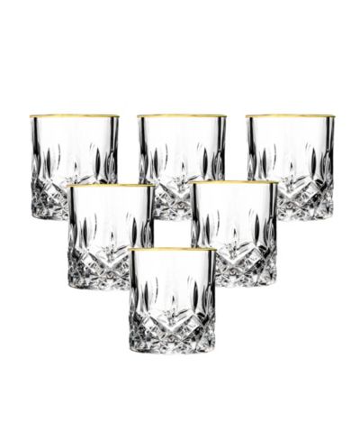 Siena Collection 4 Piece Shot Glass with Gold Trim Set