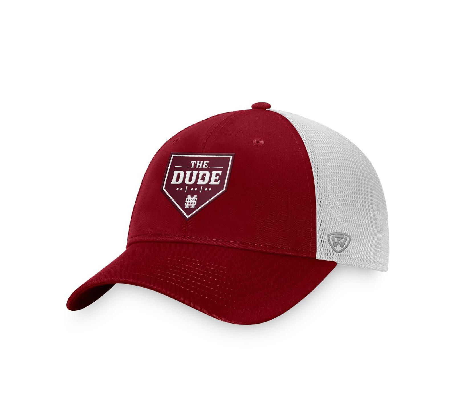 Мужская кепка Top of the World Maroon Mississippi State Bulldogs The Dude Home Plate Snapback Trucker Hat