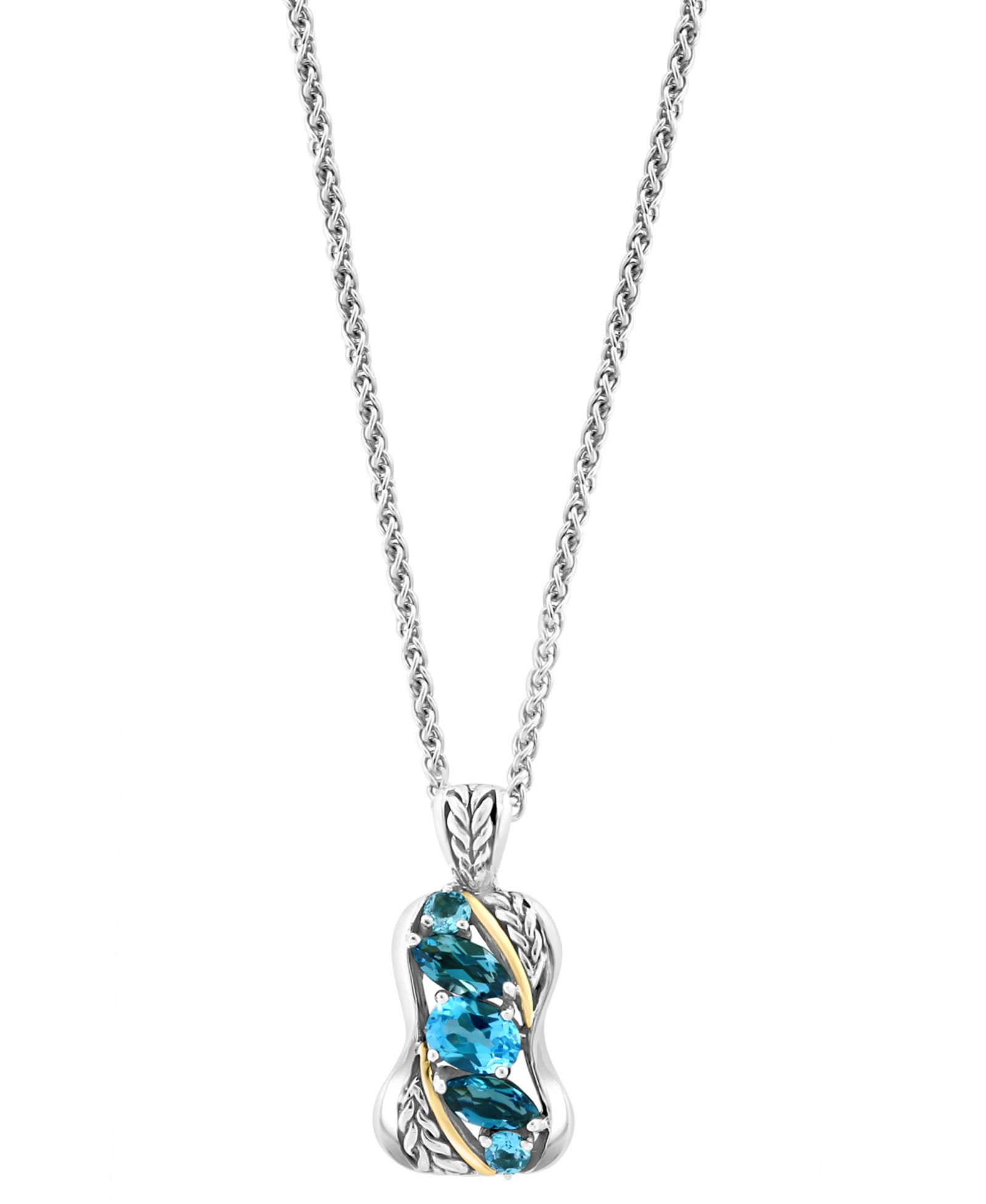 EFFY® Подвеска с голубым топазом, 18" (3 ct. t.w.), Sterling Silver & 18k Gold-Plate
