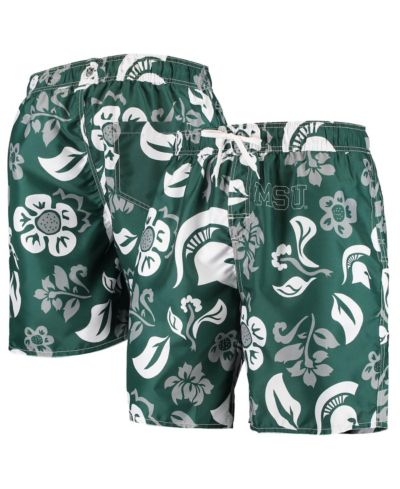 Мужские плавательные шорты Wes & Willy Green Michigan State Spartans Floral Volley