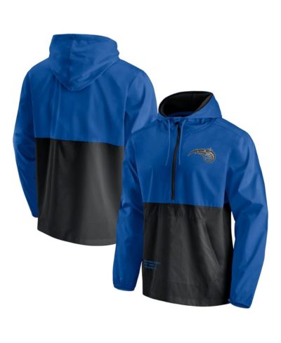 Men's Fanatics Blue, Black Orlando Magic Anorak Block Party Windbreaker Half-Zip Hoodie Jacket