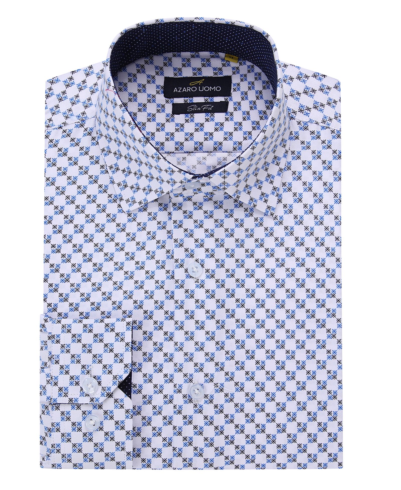 Мужская Azaro Uomo Business Geometric Long Sleeve Button Down Shirt