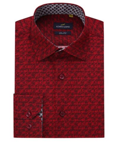 Men's Business Geometric Long Sleeve Button Down Shirt