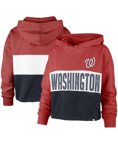 Женское укороченное худи '47 Heathered Red and Heathered Navy Washington Nationals Lizzy Cropped Pullover Hoodie