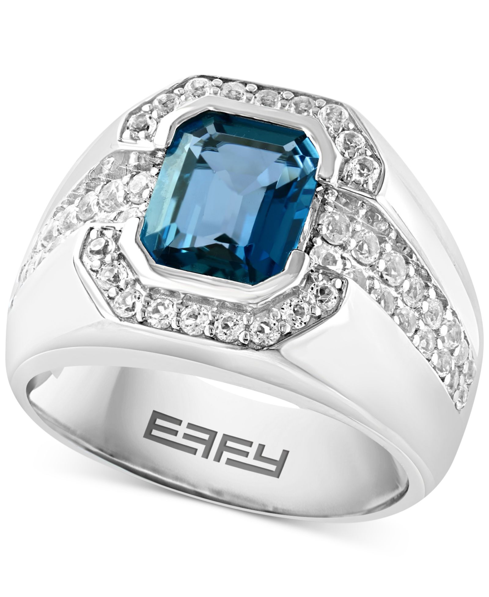 Кольцо EFFY® Men's London Blue Topaz & White Topaz в серебре
