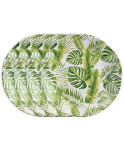 Q Squared Melamine Palm 8" Salad Plates, Set of 4