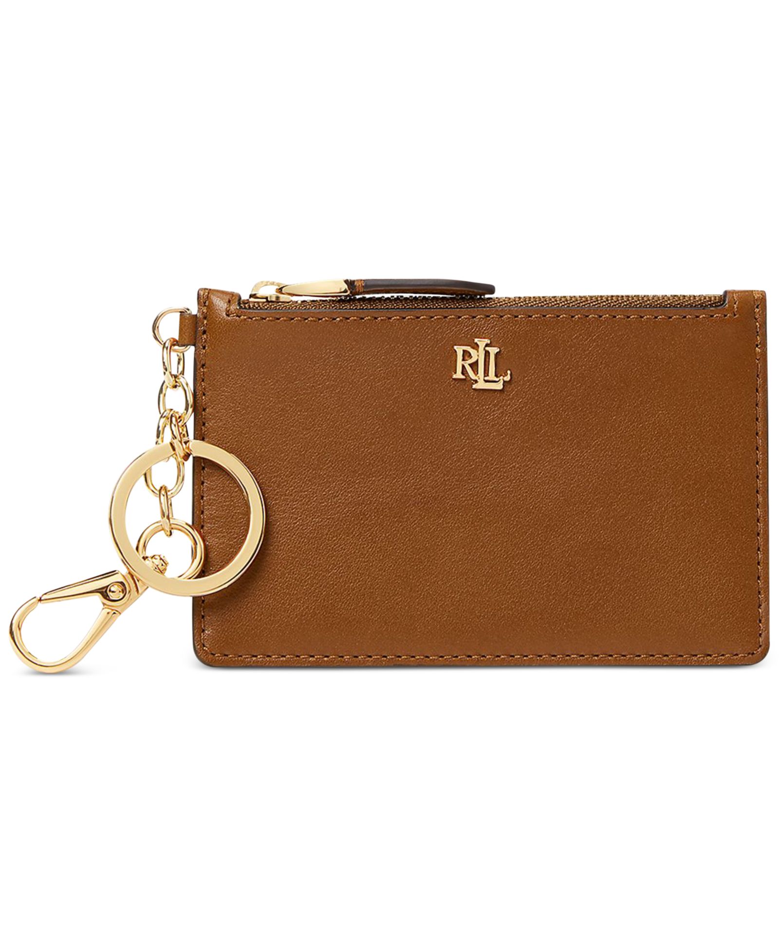 Lauren Ralph Lauren Full-Grain Leather Key-Ring Small Zip Card Case