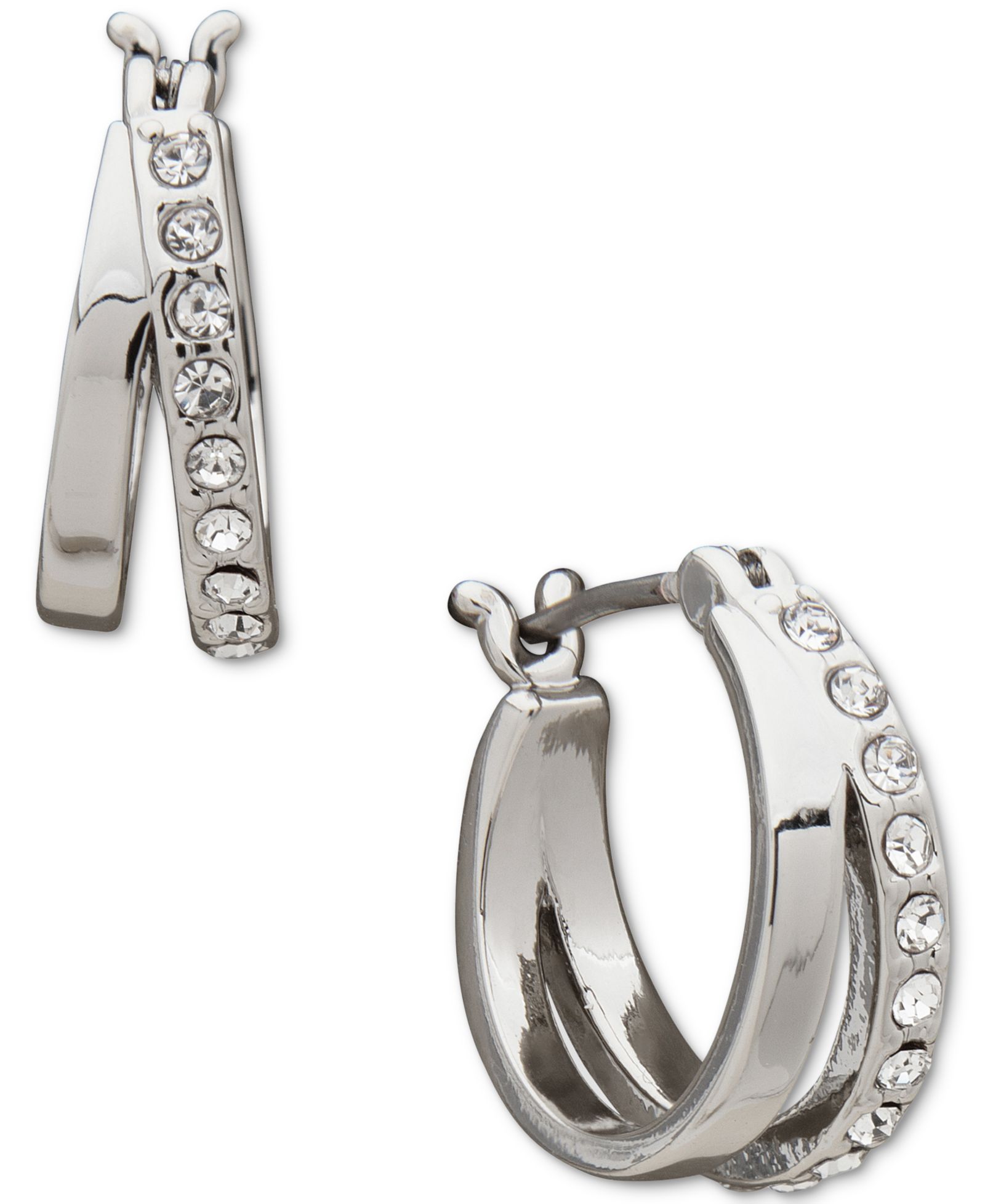 Серьги-кольца Karl Lagerfeld Paris Extra-Small Pavé Split, 0.49"