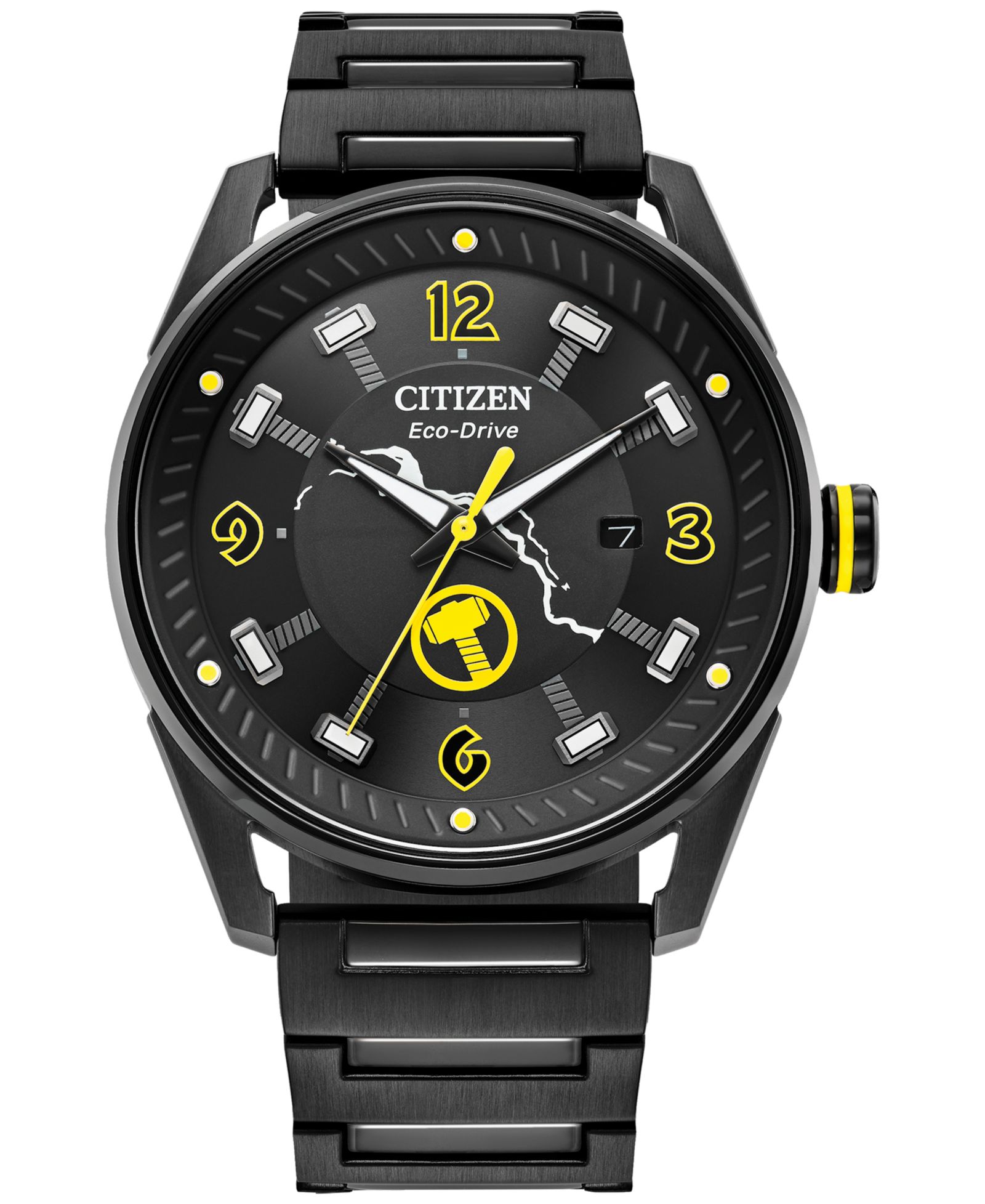 Citizen Мужские часы Citizen Eco-Drive Marvel Thor из нержавеющей стали с черным ионным покрытием 42mm