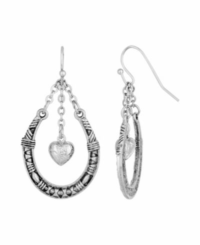Женские серьги 2028 Pewter Horseshoe с подвеской Heart