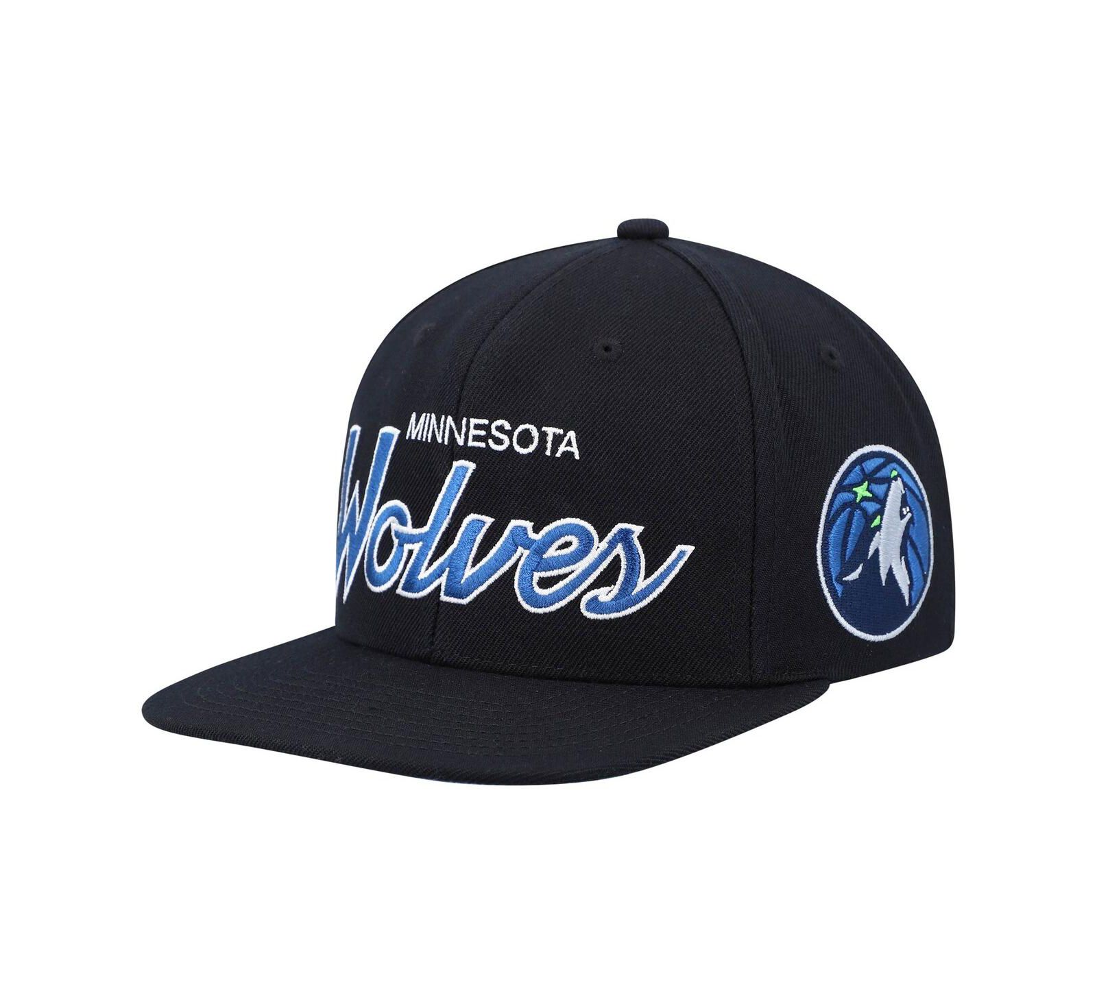 Мужская кепка Mitchell & Ness Black Minnesota Timberwolves Hardwood Classics Script 2.0 Snapback