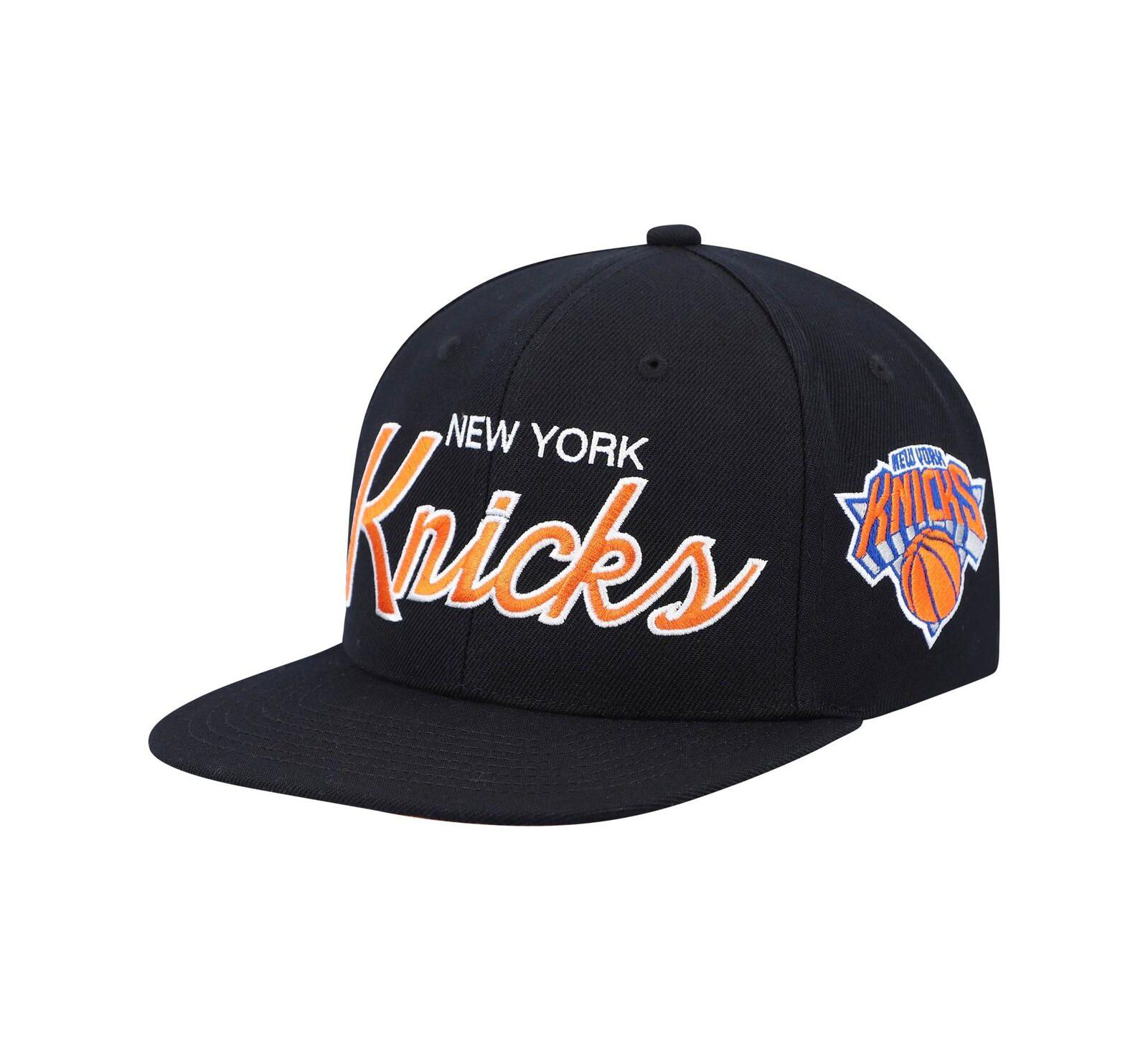 Men's Mitchell & Ness Black New York Knicks Hardwood Classics Script 2.0 Snapback Hat