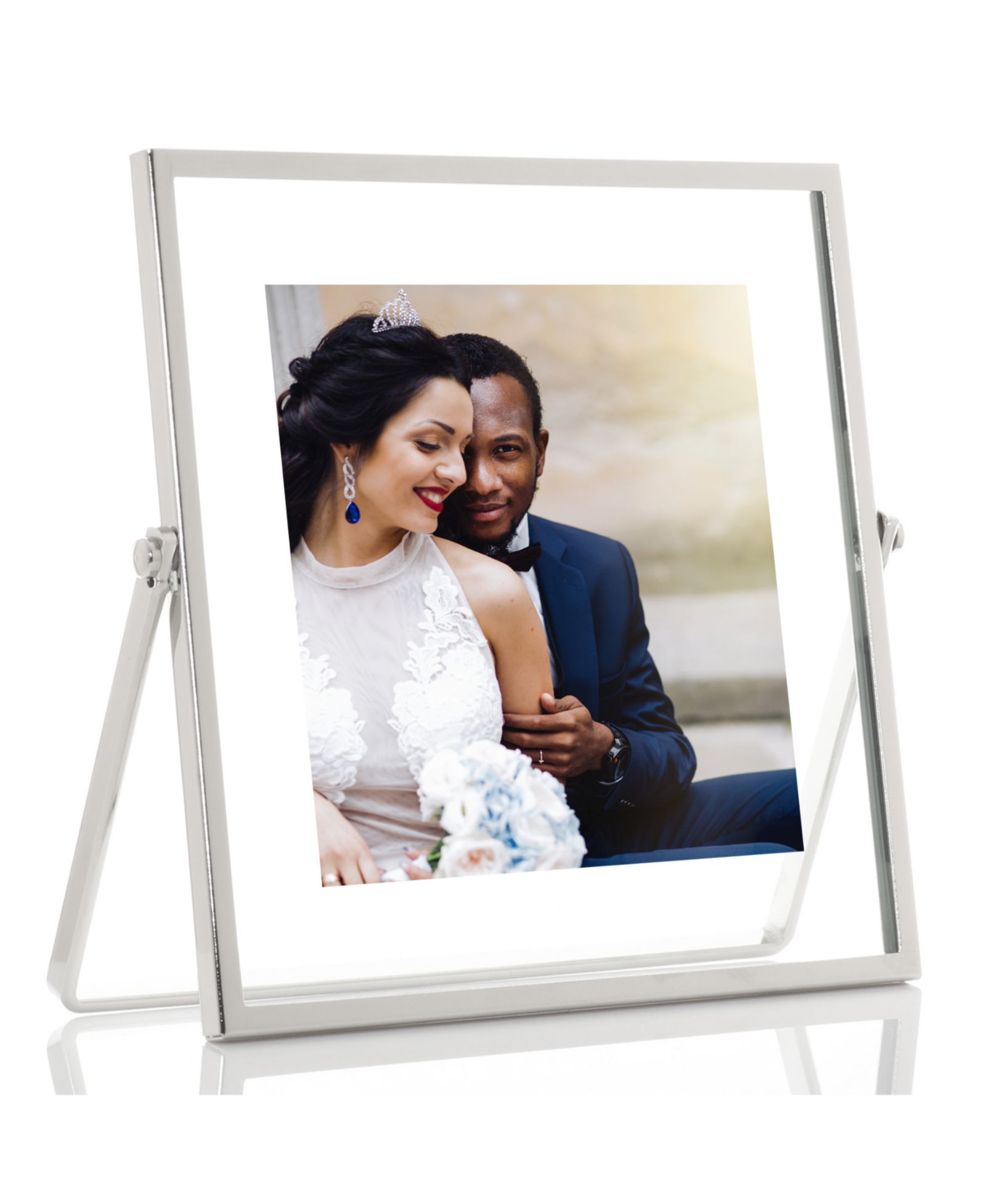 Metal Easel Float Picture Frame, 4" x 4"
