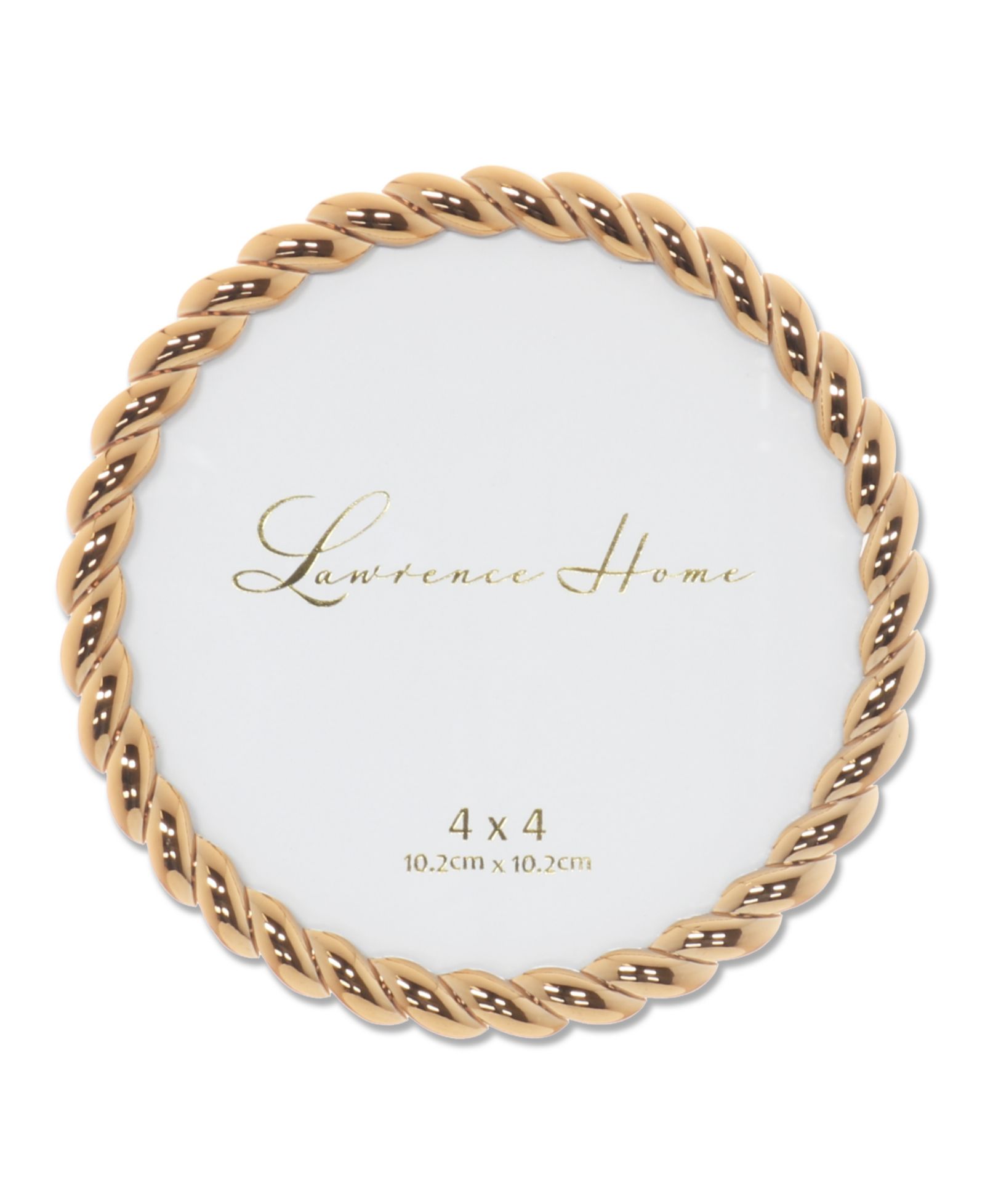 Round Metal Picture Frame With Rope Design, 4" x 4"