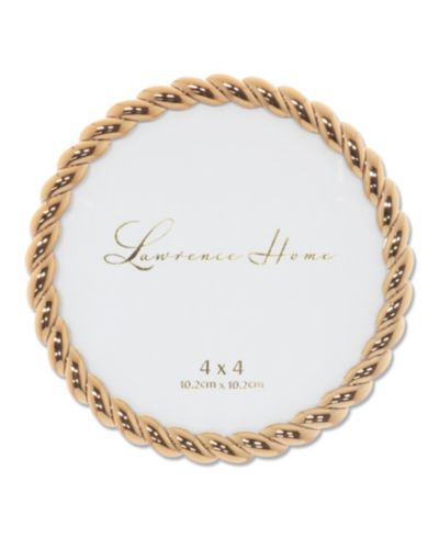 Round Metal Picture Frame With Rope Design, 4" x 4"