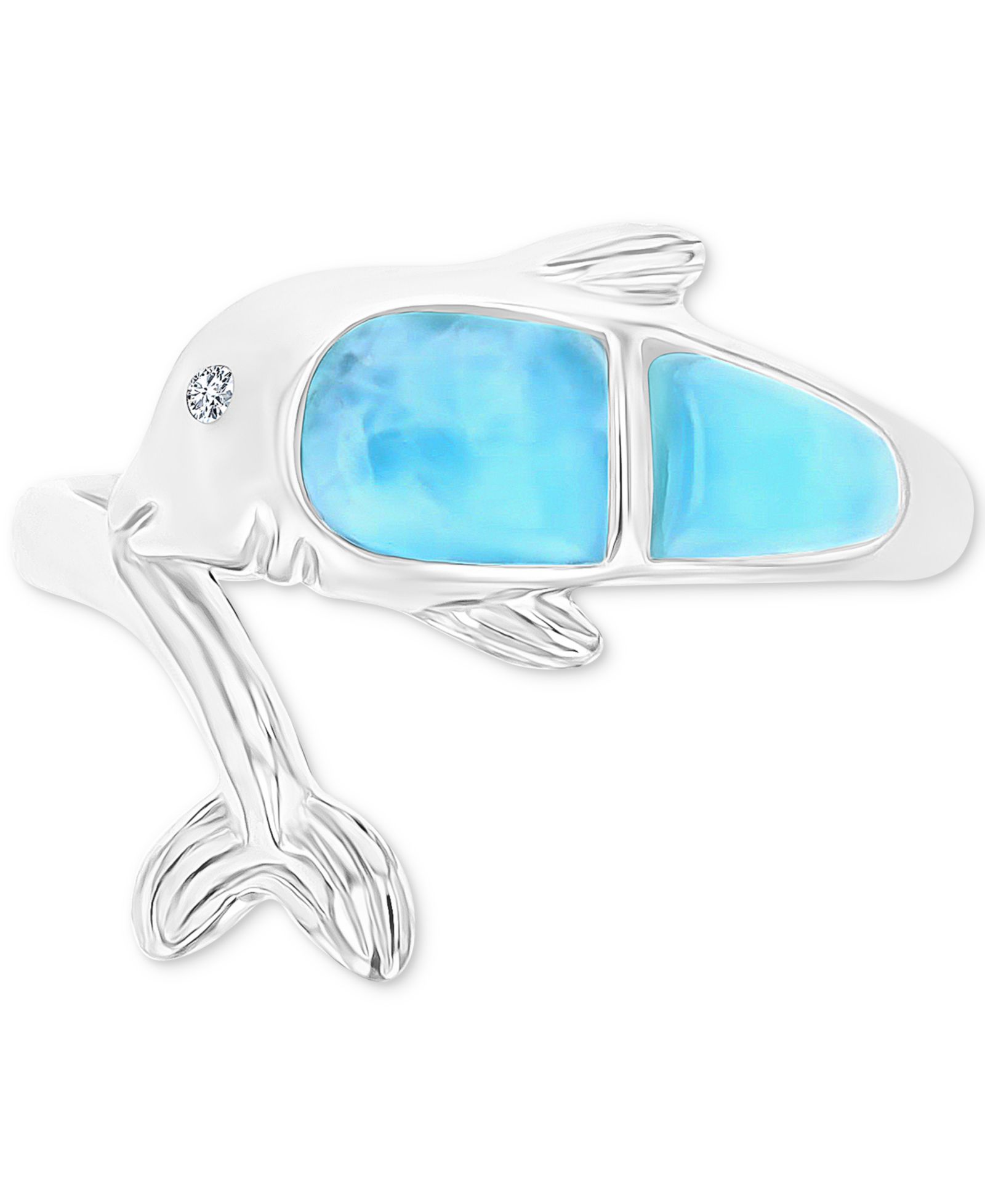 Larimar & Lab-Grown White Sapphire (1/20 ct. t.w.) Ring in Sterling Silver