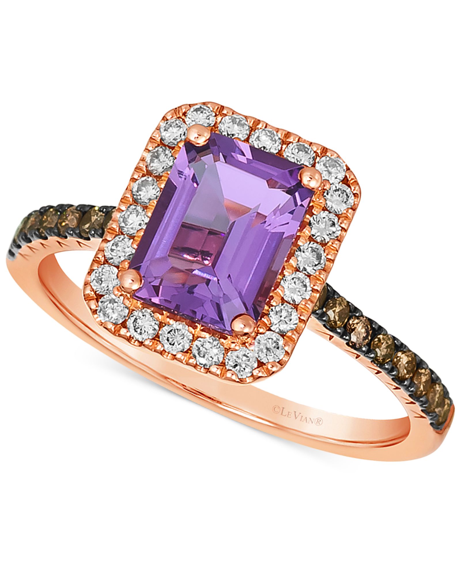 Le Vian® Deep Sea Blue Topaz (1-5/8 ct. t.w.) & Diamond (3/8 ct. t.w.) Halo Ring in 14k Rose Gold (Also in Amethyst & Citrine)