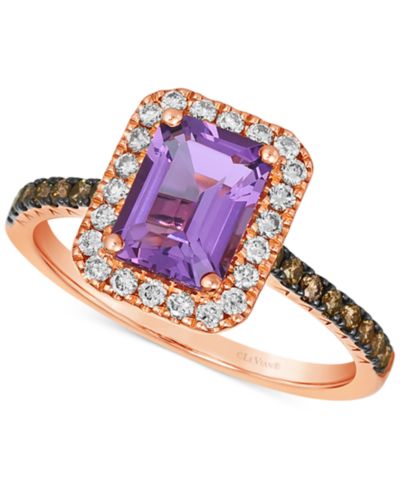 Le Vian® Deep Sea Blue Topaz (1-5/8 ct. t.w.) & Diamond (3/8 ct. t.w.) Halo Ring in 14k Rose Gold (Also in Amethyst & Citrine)