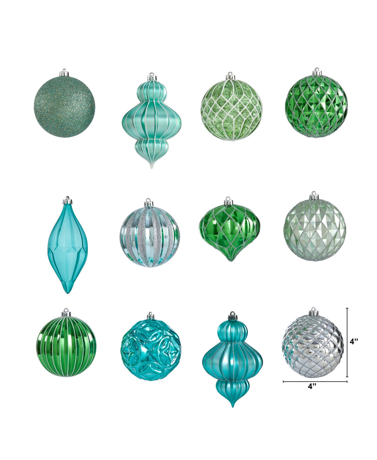 Nearly Natural Holiday Lux Shatter-Resistant 12 Piece Christmas Tree Ornament Set с Re-Useable Box