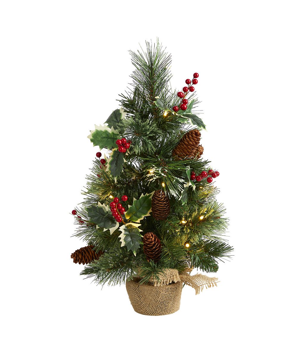 Искусственная елка Mixed Pine с ягодами падуба и шишками, 18"