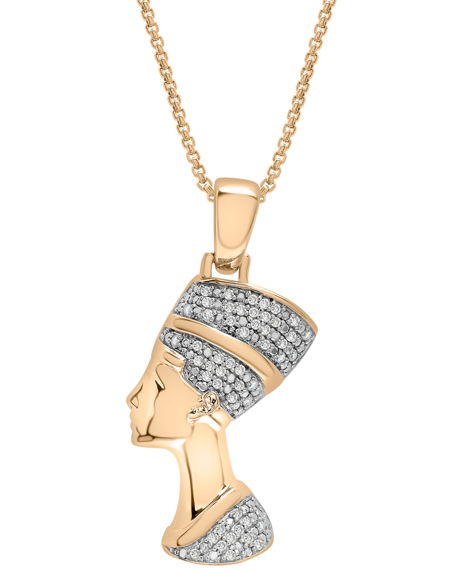 Мужская подвеска-ожерелье Diamond Nefertiti 22" в 14k Gold-Plated Sterling Silver (1/4 ct. t.w.)