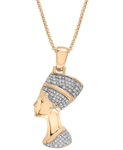 Мужская подвеска-ожерелье Diamond Nefertiti 22" в 14k Gold-Plated Sterling Silver (1/4 ct. t.w.)