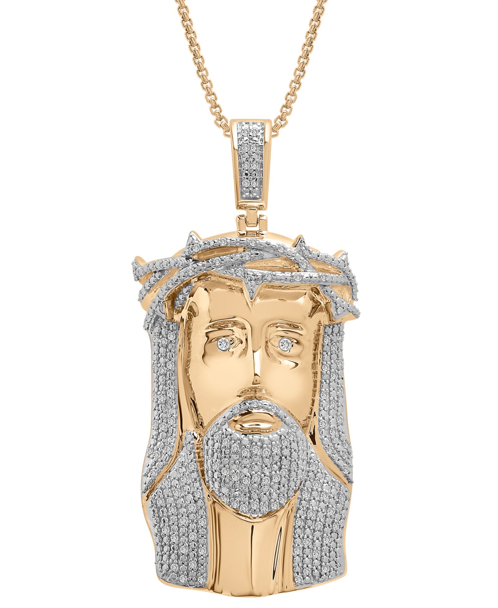 Мужской Diamond Christ 22" Pendant Necklace (1/2 ct. t.w.) в 14k Gold-Plated Sterling Silver