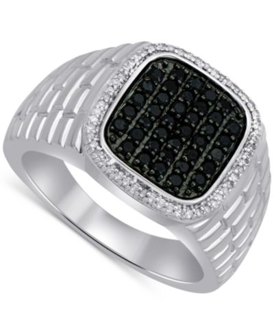 Men's Black & White Diamond Ring (3/4 ct. t.w.) in Sterling Silver