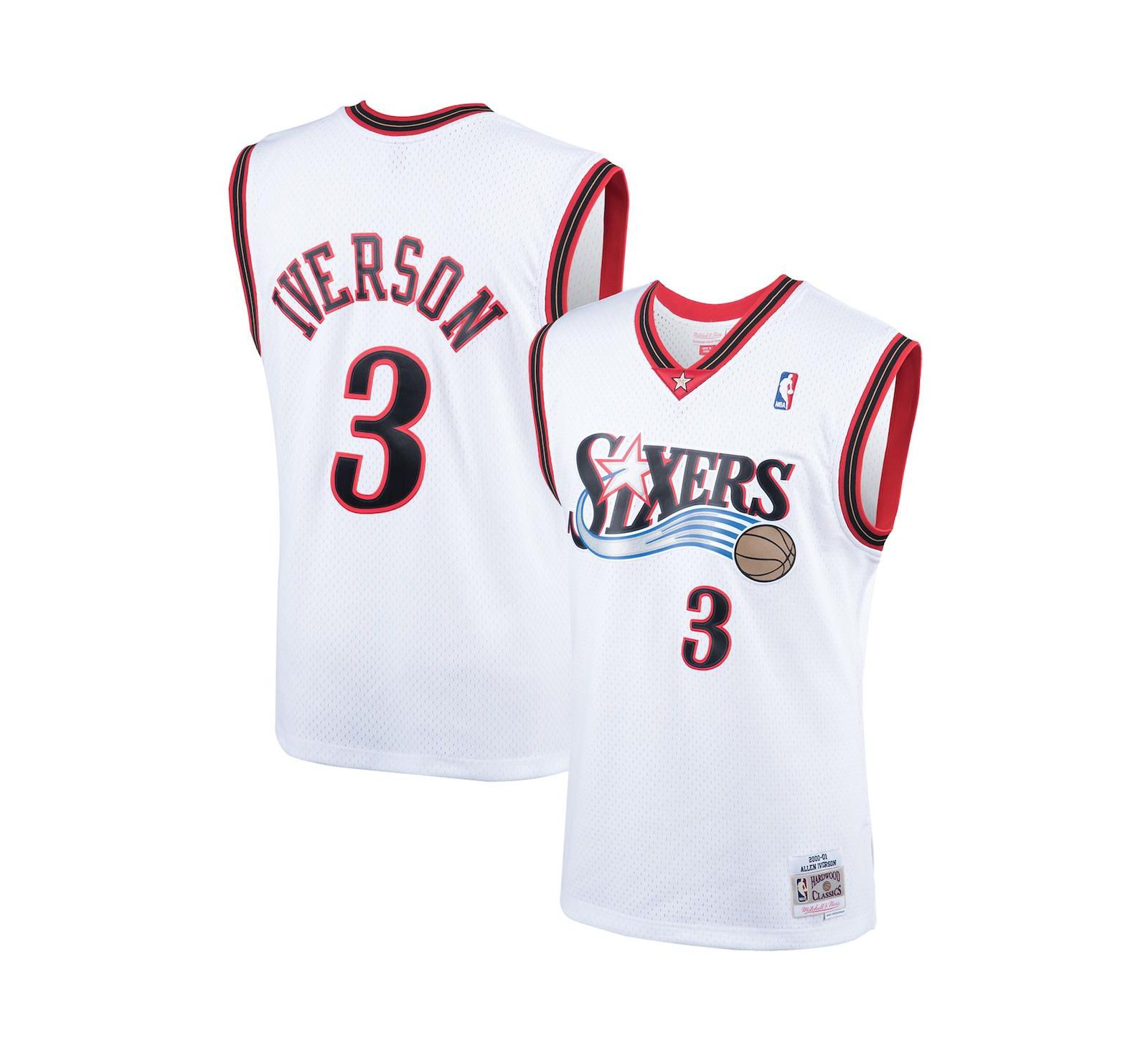 Мужская джерси Mitchell & Ness Allen Iverson White Philadelphia 76ers 2000 Hardwood Classics Swingman Player