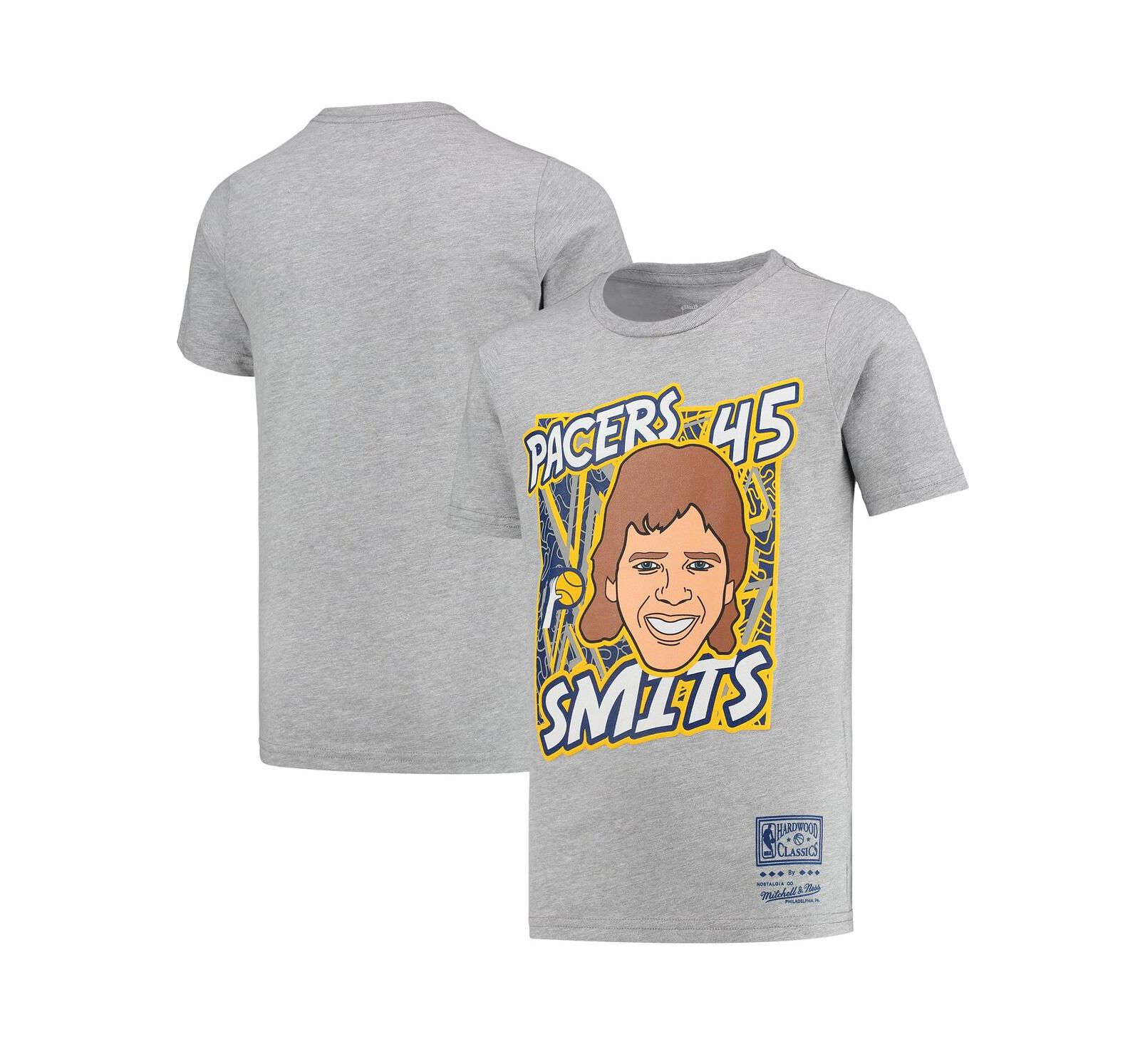 Big Boys Mitchell & Ness Rik Smits Gray Indiana Pacers Hardwood Classics King of the Court Player T-shirt