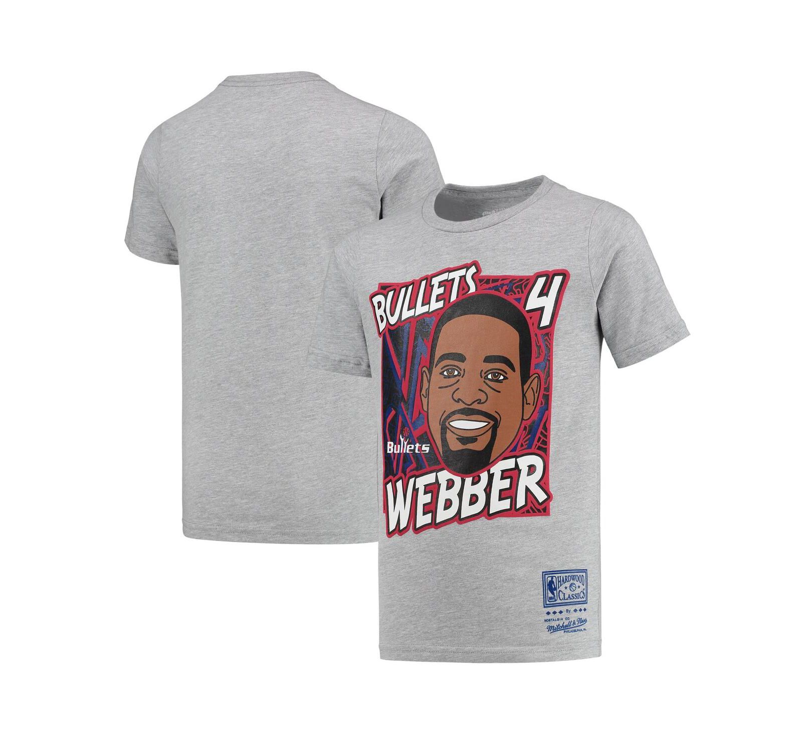 Детская футболка Mitchell & Ness Chris Webber Heathered Gray Washington Bullets Hardwood Classics King of the Court