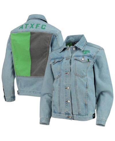 Women's The Wild Collective Blue Austin FC Print Denim Button-Up Jacket