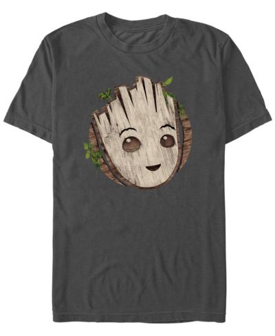 Men's Marvel Film I am Groot Wooden Badge Short Sleeve T-shirt