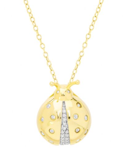 Подвеска Diamond Ladybug 18" в 14k Gold-Plated Sterling Silver
