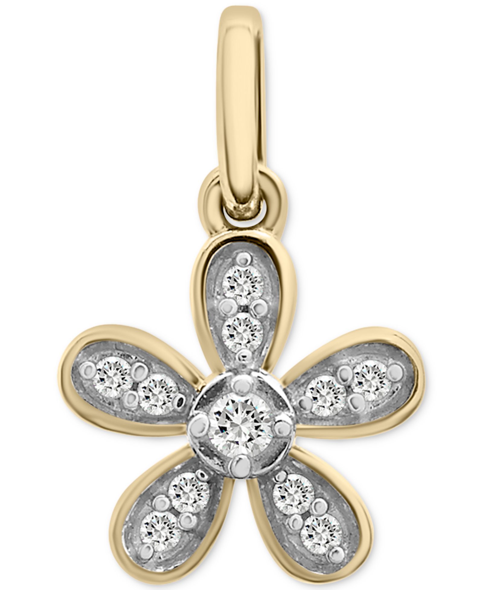 Wrapped™ Diamond Flower Charm Pendant (1/20 ct. t.w.) in 10k Gold, Created for Macy's