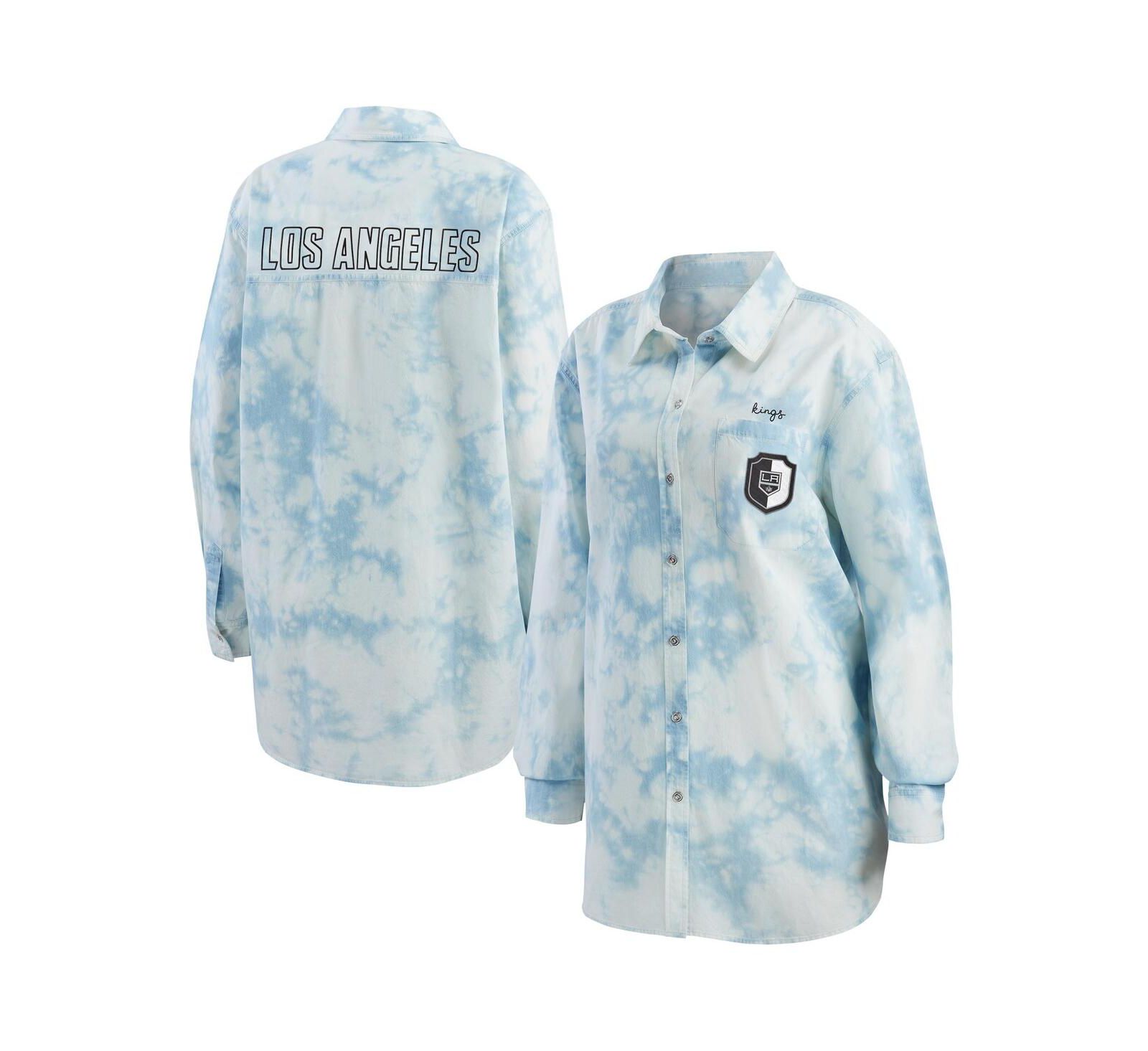 Женская джинсовая рубашка WEAR by Erin Andrews Los Angeles Kings Oversized Tie-Dye