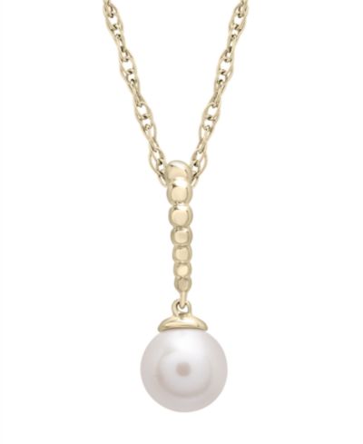 Подвеска из натурального речного жемчуга в 14K Yellow Gold, модная