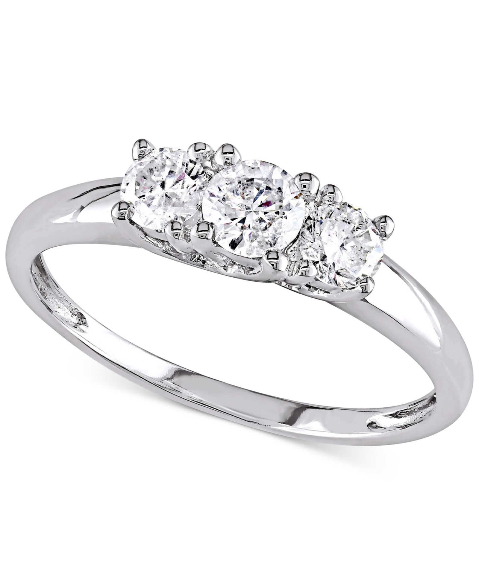 Macy's помолвочное кольцо с тремя камнями (1/2 ct. t.w.), белое золото 14k