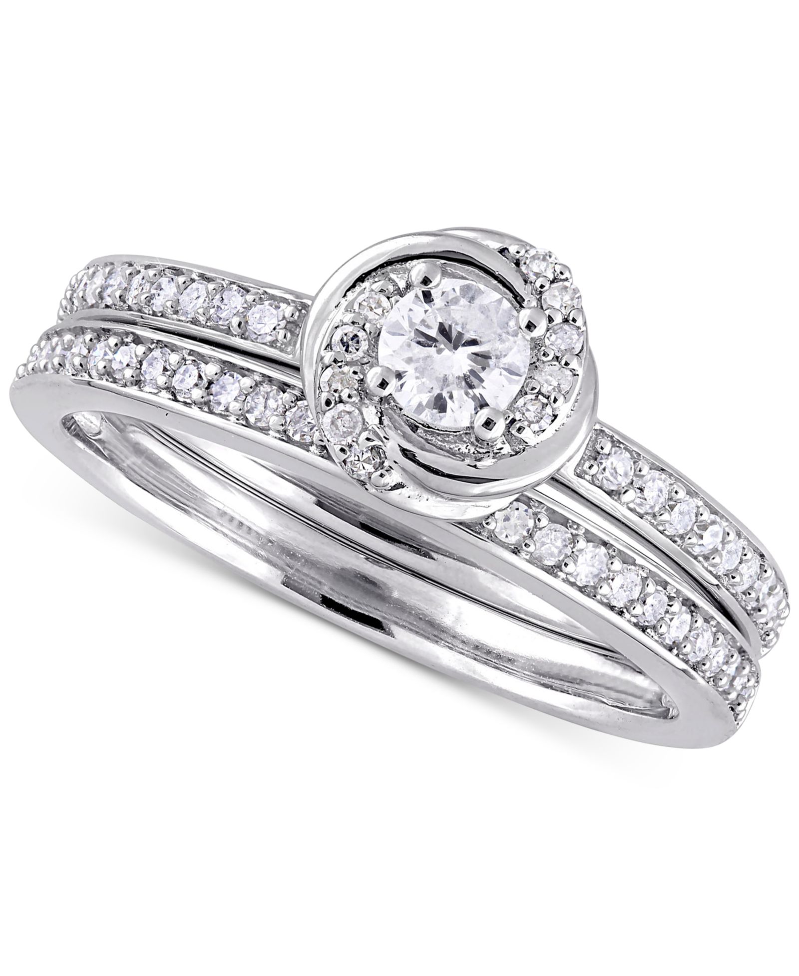 Diamond Swirl Halo Bridal Set (1/2 ct. t.w.) in 14k Gold