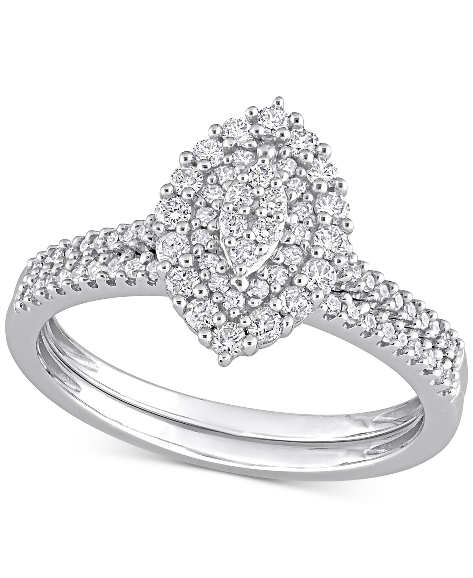 Свадебный набор с бриллиантовым обрамлением (1/2 ct. t.w.) в белом золоте 14k