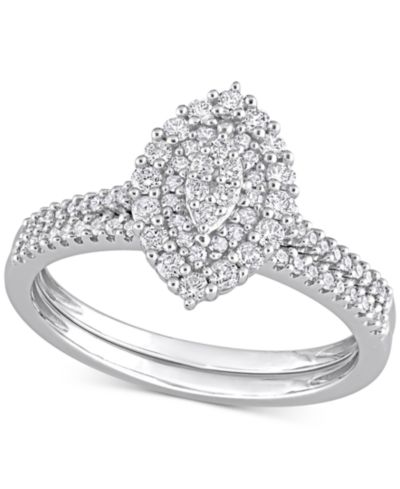 Свадебный набор с бриллиантовым обрамлением (1/2 ct. t.w.) в белом золоте 14k