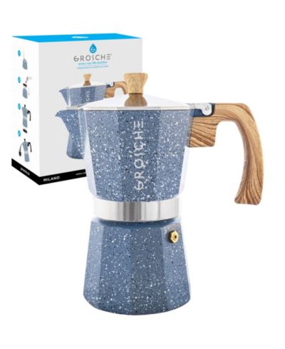 GROSCHE MILANO Кофеварка Moka Pot Stone Stovetop, 9 Cup, 15.2 Oz