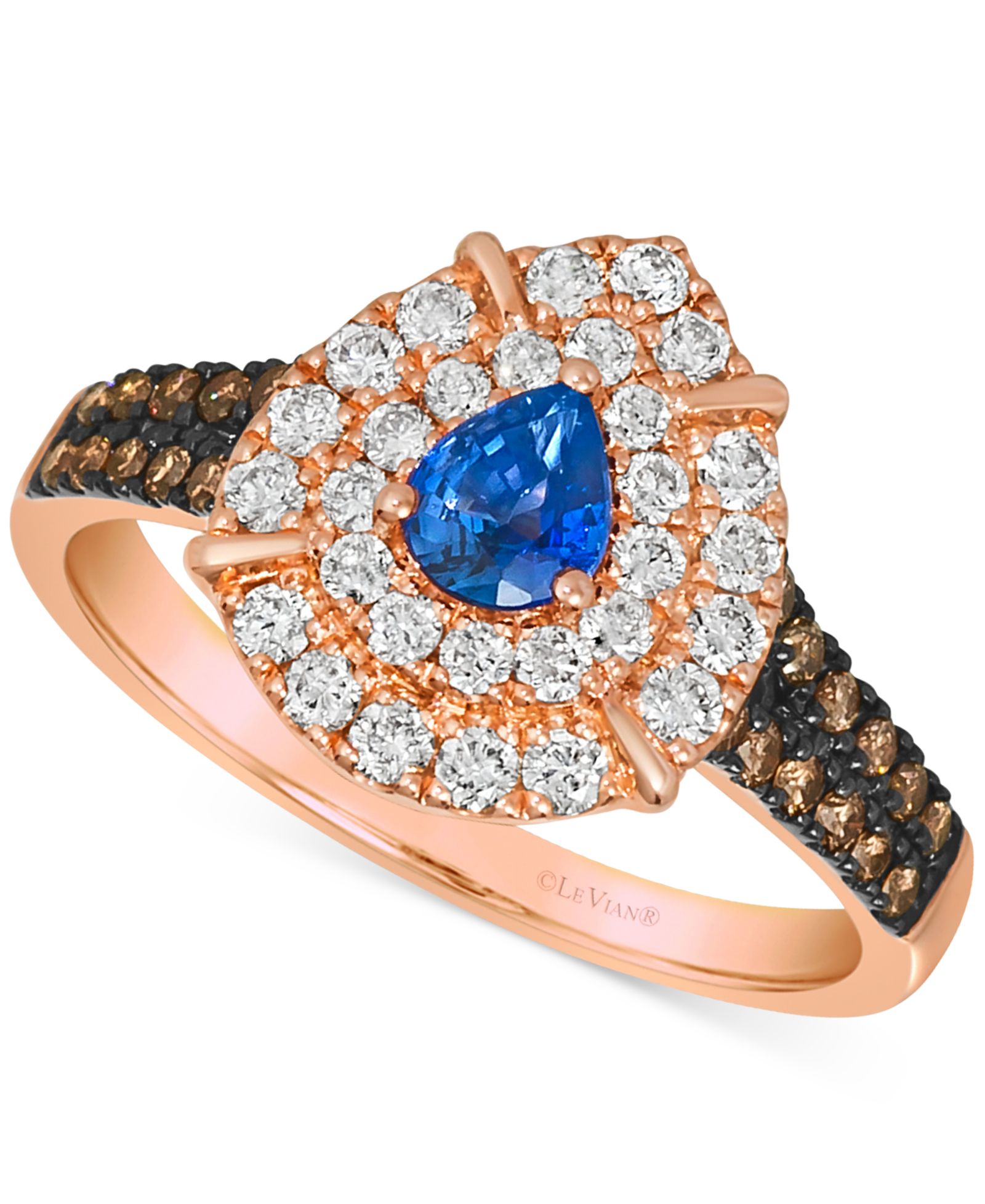 Кольцо Le Vian® Blueberry Sapphire (1/3 ct. t.w.) & Diamond (3/4 ct. t.w.) Teardrop Halo 14k Rose Gold